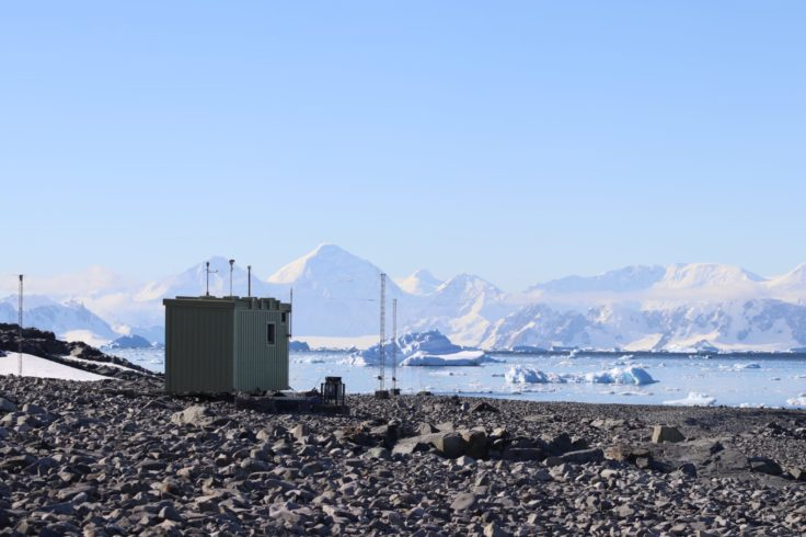 The East Beach Hut is the site of the LIDAR (Light Detection and Ranging) instrument. This land-based measurement uses a laser to measure physical properties of clouds and aerosols.